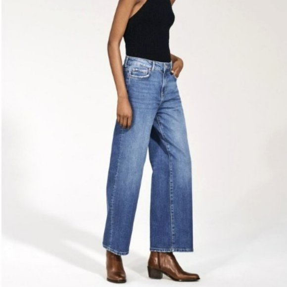 NWT Zara Denim Culottes Malibu Blue Cropped Jeans. 6 - Picture 1 of 6